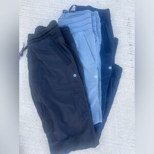 black pair is worn, blue and grey are like new.